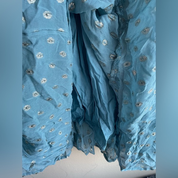 Anthropologie Women Blue Sheer Sleeveless Mid Dress Size XL - Picture 7 of 10